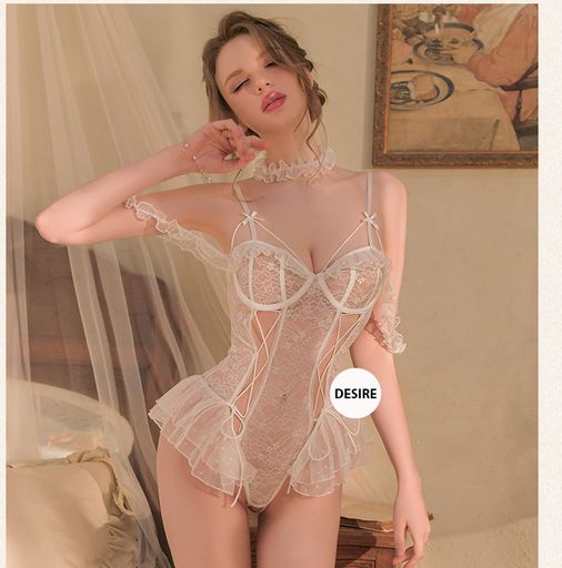 Váy Ngủ Liền Thân Bodysuit Ren Gợi Cảm Tay Cánh Tiên DESIRE VN-8658 Trắng không tất - Available variant