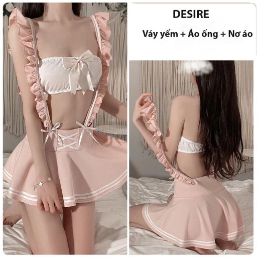 Bộ đồ ngủ hoá trang cosplay CÔ NỮ SINH QUYẾN RŨ chính hãng Guiruo QC loại 1 gợi cảm DESIRE VN-1577 Hồng ko tất - Available variant