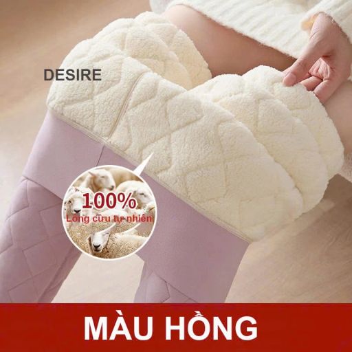 Quần legging lưng cao lót lông cừu dày nhung mịn giữ nhiệt mùa đông ấm áp định hình dáng QGN-9134-1 HỒNG M - Available variant