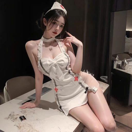Bộ đồ ngủ Cosplay y tá chất mềm mịn sexy gợi cảm DESIRE VN-2501 Trắng F (40-60) - Available variant