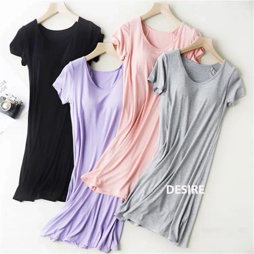 Desire Store, Váy đầm ngắn tay thun Vicose mềm mịn chất 4 chiều có đệm mút ngực DESIRE VNN-0073 - 195.000 ₫
