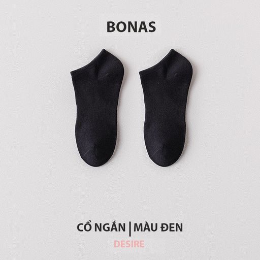 Tất len unisex nam nữ chính hãng BONAS Style Nhật Bản chất đẹp cao cấp phong cách đơn giản sang trọng MW 1837 Đen cổ ngắn - Available variant