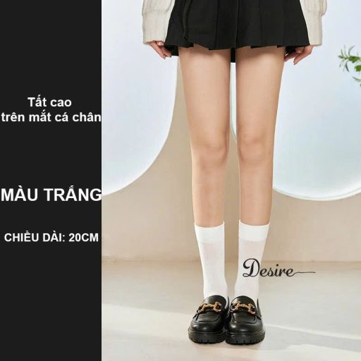 Tất thun len nữ chính hãng BONAS Style Nhật Bản chất đẹp cao cấp phong cách đơn giản sang trọng DS-3336 Trắng 20cm - Available variant