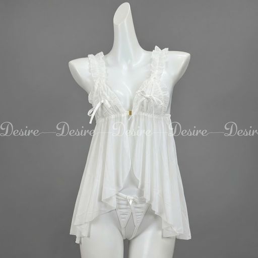 [40-75KG] Váy ngủ bigsize ren sexy cài trước kèm chip DESIRE 8471 HÀNG QC LOẠI 1 CHUẨN XỊN Trắng M - Available variant