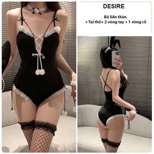 Bộ đồ ngủ Cosplay CÔ NÀNG THỎ QUYẾN RŨ sexy gợi cảm DESIRE VN-2340 Set đen ko tất - Available variant