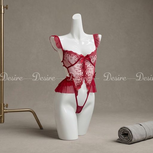 Bộ váy ngủ liền thân - Bodysuit ren xuyên thấu cánh tiên quyến rũ DESIRE VN-8640 Đỏ - Available variant