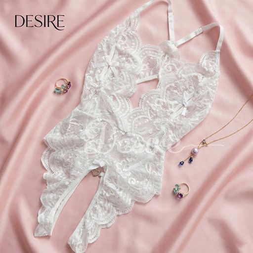 Bodysuit liền thân - Váy ngủ ren xuyên thấu gợi cảm quyên rũ xẻ đáy DESIRE VN-8413 Trắng M - Available variant