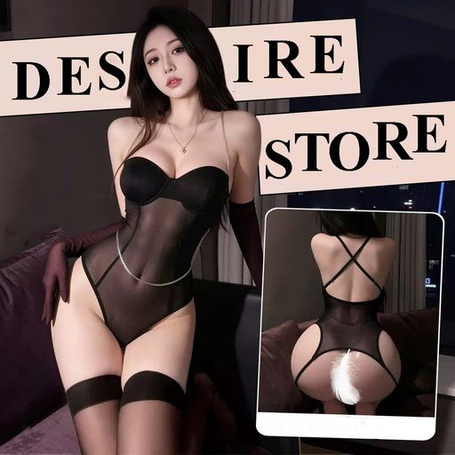 Desire Store, 6315 Bodysuit đen cúp ngực dây xích phối lưới táo bạo Desire  - 350.000 ₫