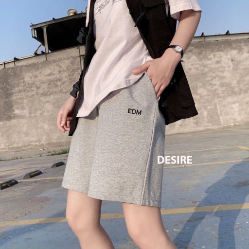 Quần đùi quần short unisex EDM chất thun dày mịn mát DESIRE QN-06 Xám XL - Available variant