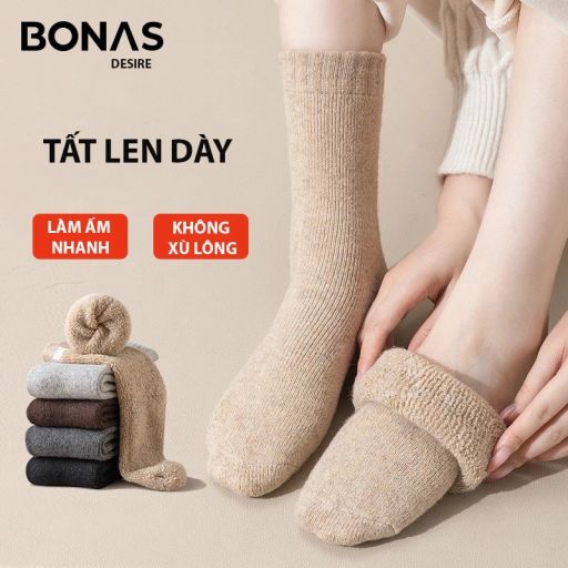 Desire Store, Tất len dày siêu ấm chính hãng BONAS Style Nhật Bản phong cách đơn giản sang trọng MW-1884 - 63.000 ₫