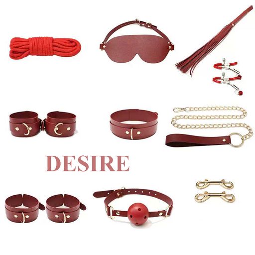 Bộ đồ chơi BDSM 10 món - Đồ chơi tình dục DESIRE 202459 Combo đỏ đô - Available variant