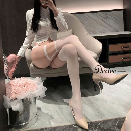 Tất lưới nữ ren trơn kèm đai phong cách gợi cảm sexy cosplay DESIRE T-005 Trắng đai trắng - Available variant