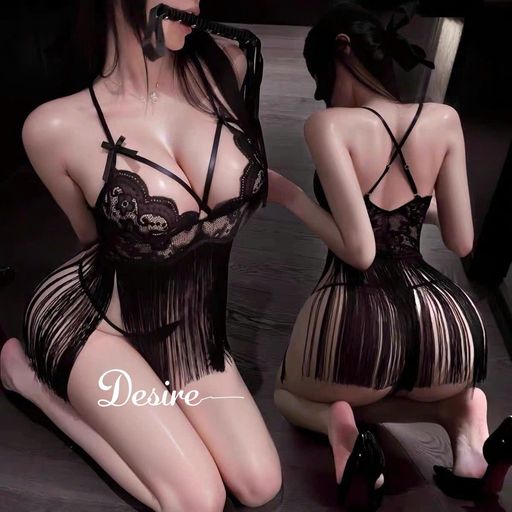 Desire Store, 1391 Váy ngủ ren tua rua sexy - Đầm ngủ hai dây hot girl xuyên thấu gợi cảm DESIRE - 300.000 ₫
