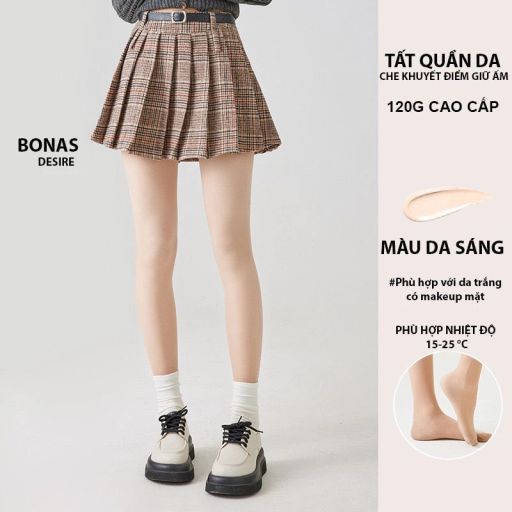 Tất quần da 120G dày hai lớp lót nỉ giữ ấm che khuyết điểm định hình dáng CHÍNH HÃNG BONAS T-014 120G DA SÁNG - Available variant