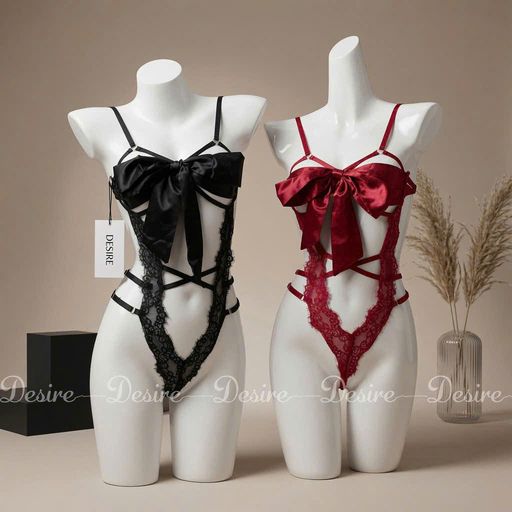 Desire Store, Bộ đồ ngủ ren liền thân bodysuit chất liệu ren mềm phối dải lụa thắt nơ gợi cảm VN-8490-1 - 100.000 ₫