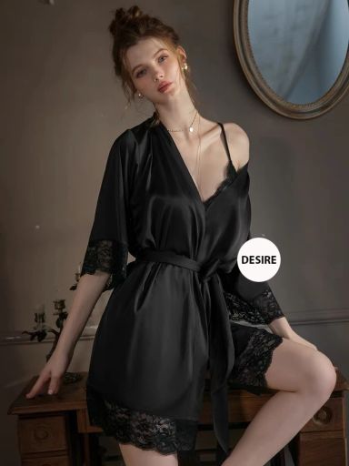 Desire Store, Set Váy và áo choàng ngủ lụa Satin cao cấp mềm mại VN-245 - 350.000 ₫