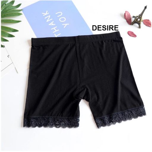 Quần đùi mặc váy, quần đùi mặc lót thun Vicose mềm mại QLN-551 Đen viền ren M 35-45kg - Available variant