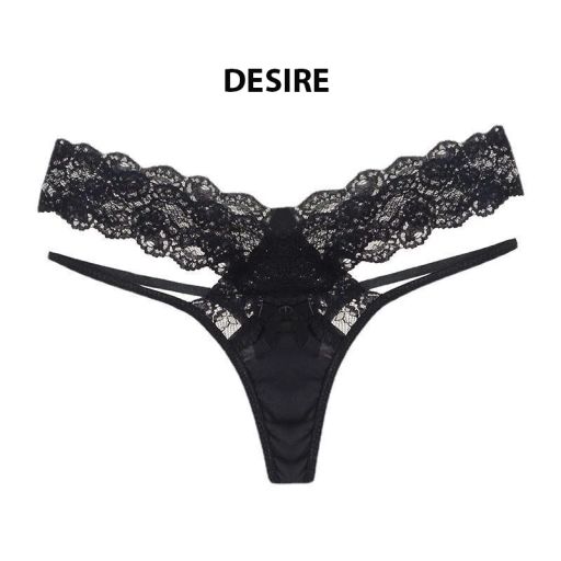 Quần lót lọt khe ren cạp dây chéo sexy gợi cảm cao DESIRE QL-09 Đen 2 quần - Available variant