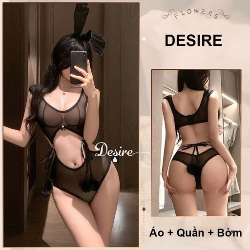 Bộ Cosplay Thỏ cột dây chất ren mềm mịn gợi cảm sexy DESIRE VN-6149 Đen - Available variant
