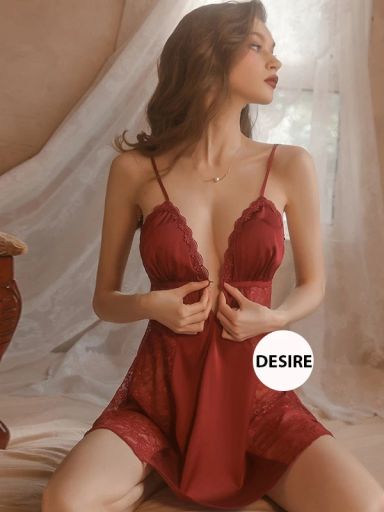 Desire Store, Set Váy ngủ hai dây có mút đệm ngực và áo choàng lụa cao cấp DESIRE VN-1690 - 250.000 ₫
