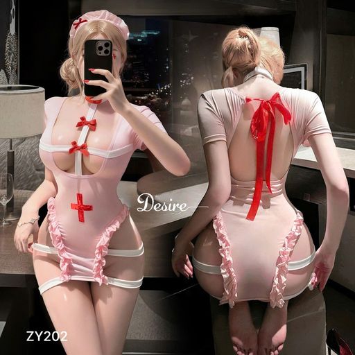 Desire Store, Bộ đồ ngủ Cosplay Cô Y Tá sexy - Đồ ngủ hoá trang gợi cảm hàng cao cấp DESIRE ZY202 (Sexy Nurse Cosplay Lingerie - Seductive Costume Sleepwear DESIRE ZY202) - 400.000 ₫
