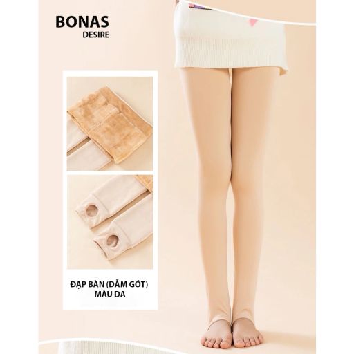 Quần Tất Nữ Dày Lót Lông Mềm Mại Ấm Áp Chính Hãng Bonas KW002 - Phù Hợp Mùa Đông Da hở gót 200g - Available variant
