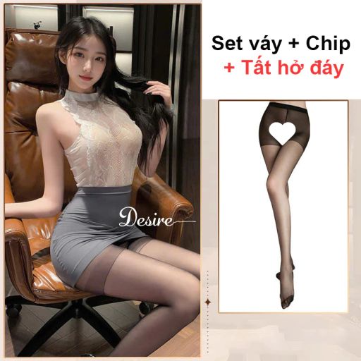 Bộ đồ ngủ hóa trang Cosplay Cô Thư Kí gợi cảm DESIRE VN-1142 Set cơ bản + tất W7 - Available variant