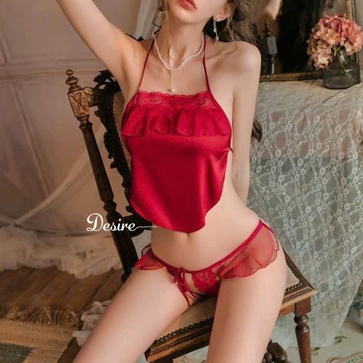 Desire Store, Bồ đồ ngủ yếm lụa phối ren cột dây sexy gợi cảm Hàng loại 1 DESIRE VN-8824 - 250.000 ₫