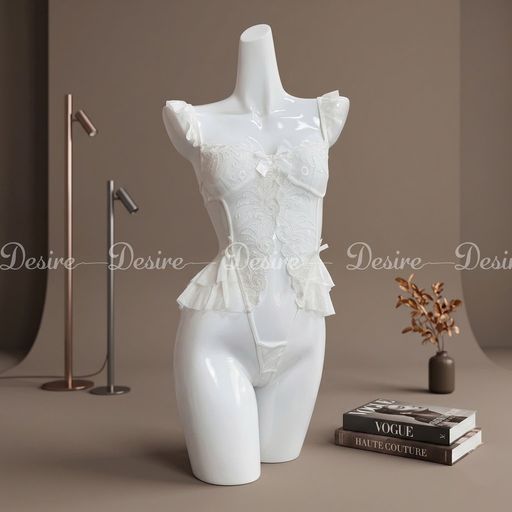 Bộ váy ngủ liền thân Bodysuit chất ren tay áo cánh tiên quần hở đáy sexy gợi cảm VN-8640 Trắng - Available variant