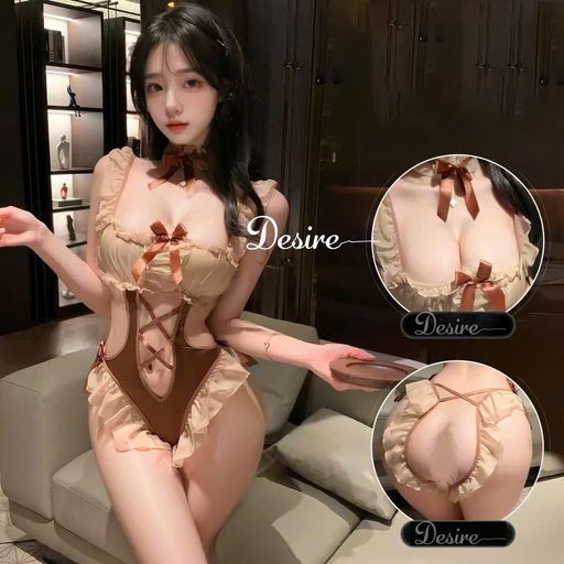 Desire Store, 1446 Bộ đồ ngủ Cosplay Cô Hầu Gái quyến rũ màu nâu hở đáy sexy DESIRE - 400.000 ₫