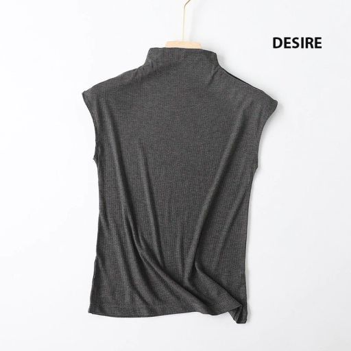 Áo thun cổ lọ ngắn tay thun Modal gân mềm DESIRE A112 Xám L (45-55 KG) - Available variant