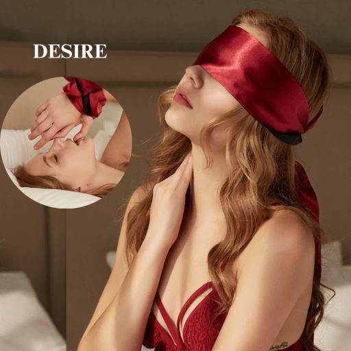 Desire Store, Bịt mắt ngủ lụa hai mặt đỏ đen Sexy Cosplay – Dải lụa bịt mắt gợi cảm Desire BM-002 - 40.000 ₫