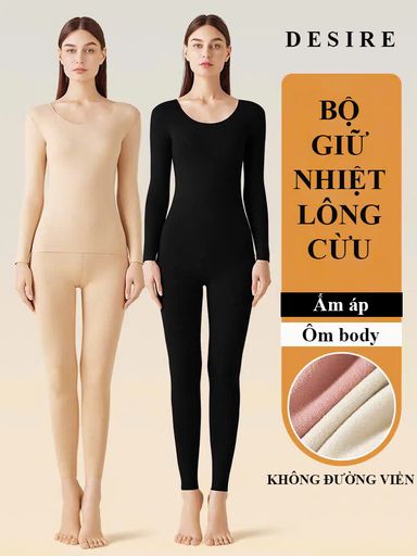 Desire Store, Đồ bộ giữ nhiệt nữ giới mùa đông siêu nhẹ ấm áp vải Nhung lót Len Cashmere không đường viền AGN-002 - 270.000 ₫