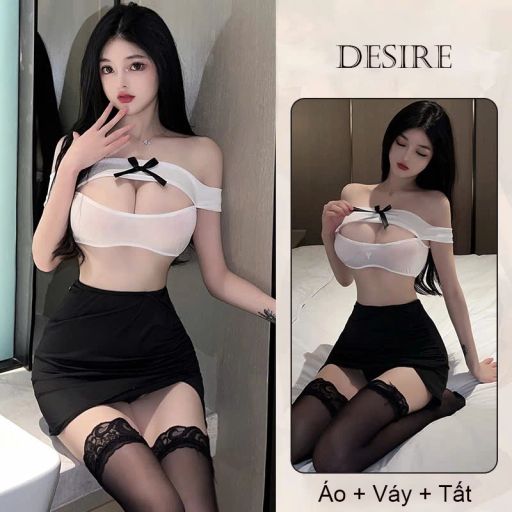 Bộ đồ ngủ Coslay cô nàng thư kí đầy đủ phụ kiện DESIRE VN-2470 Freesize Có Tất (Thường) - Available variant