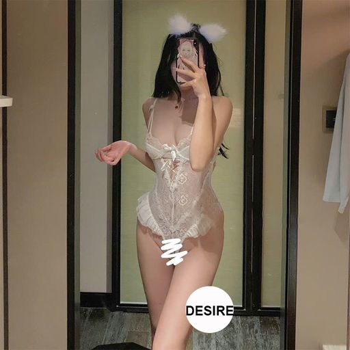 Váy ngủ ren liền thân có mút ngực Bodysuit ren DESIRE VN-8990 Trắng - Available variant