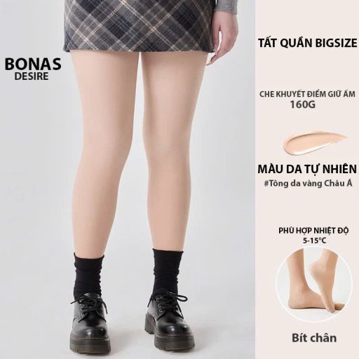 Quần tất nữ BIGSIZE (60-85KG) Dày 160G hai lớp lót nỉ giữ ấm che khuyết điểm định hình dáng BONAS DS2051 160GBIGSIZE TỰ NHIÊN - Available variant