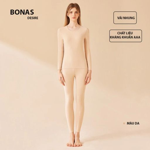 Desire Store, Đồ Bộ giữ nhiệt lót nhung hai mặt chính hãng BONAS cao cấp siêu nhẹ ôm body cổ tròn AGN-003 - 290.000 ₫