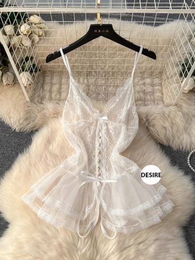 Váy ngủ ren ôm body xẻ đáy tôn dáng gợi cảm sexy VN-8494-2 Trắng - Available variant