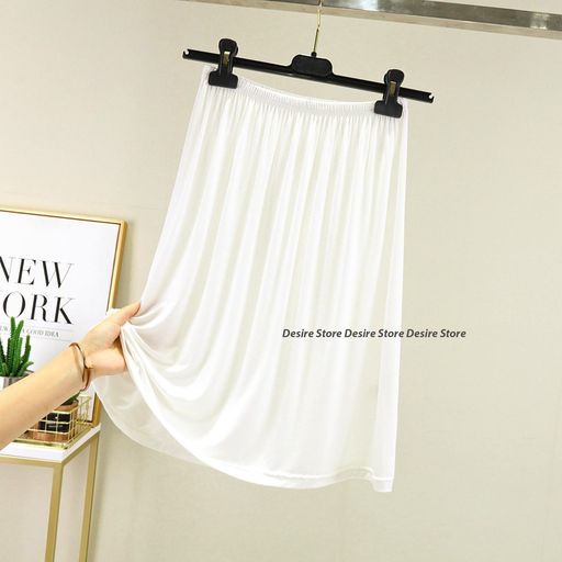 Chân Váy lót thun modal  (gỗ sồi) dáng xòe rộng thoải mái - Chân váy mặc lót thun mịn mát Desire VN-064 Trắng 50cm trơn M: 40~52kg - Available variant