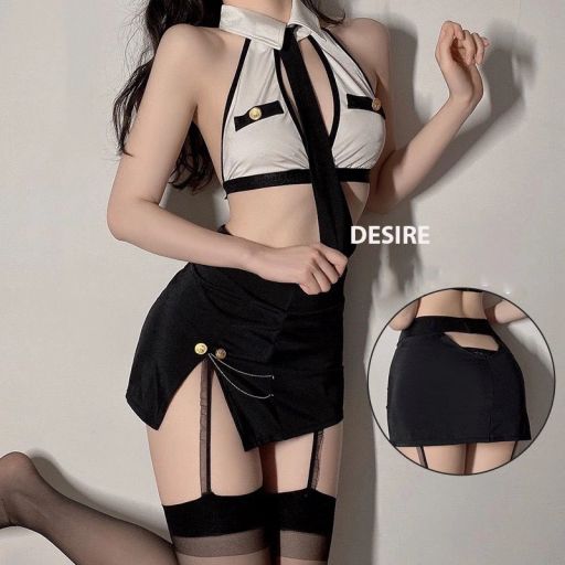 Bộ đồ ngủ cosplay hoá trang Cô thư ký cảnh sát gợi cảm sexy hàng chính hãng GUIRUO QC loại 1 DESIRE VN-1585 Set cơ bản + tất 09 - Available variant