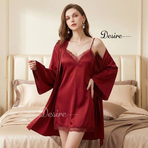Desire Store, Váy ngủ lụa Đầm ngủ hai dây lụa kèm chip phối ren gợi cảm sexy VN-169-1 - 190.000 ₫