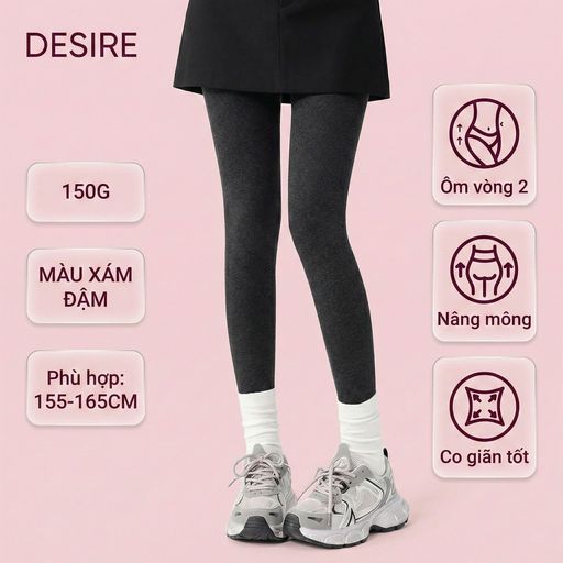 Quần Tất Legging Len Tăm Nữ Cao Cấp Giữ Nhiệt, Có Đế Chống Trơn Trượt, Chất Len Dày Dặn Co Giãn 4 Chiều KF7029 Màu xám đậm Freesize (40-60kg) - Available variant
