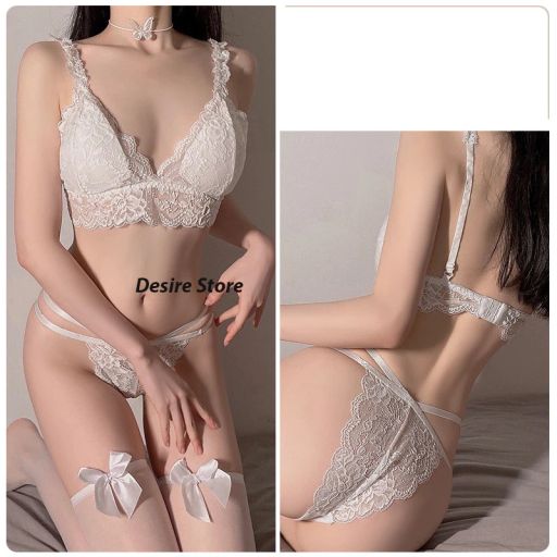 Bộ đồ lót ren gợi cảm chất ren xịn sexy có mút ngực VN-19018 Trắng M - Available variant