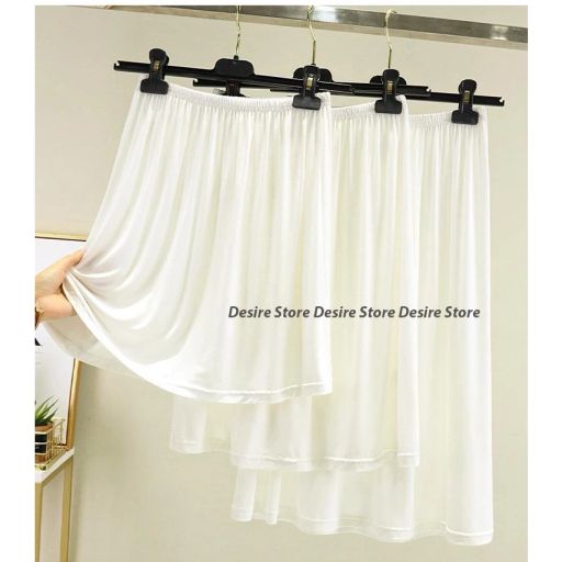 Chân Váy lót thun modal  (gỗ sồi) dáng xòe rộng thoải mái - Chân váy mặc lót thun mịn mát Desire VN-064-2 Trắng 60cm trơn M - Available variant