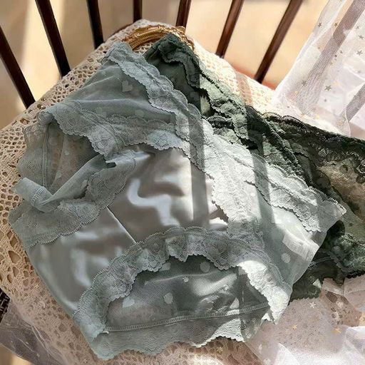 Quần Lót Ren Phối Lụa Cao Cấp – Thiết Kế Viền Ren Trái Tim Điệu Đà DESIRE - 3039 Xanh dương nhạt - Available variant
