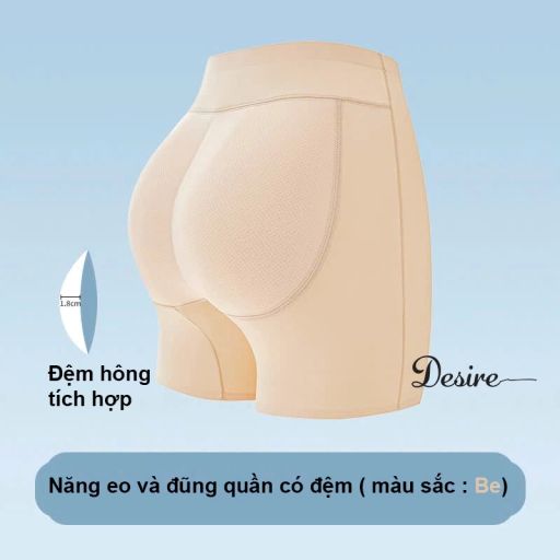 Quần đùi độn mông hách dáng dày 1.8cm chất su lụa lạnh không đường may DESIRE QL-3089 Be S(35-45kg) - Available variant