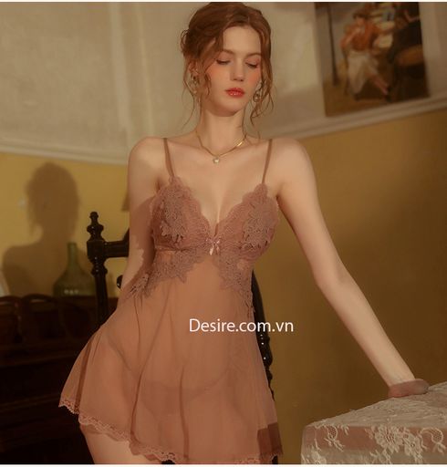 Desire Store, Váy ngủ ren phối hoa xuyên thấu sexy cao cấp kèm quần chip VN-1899 - 180.000 ₫
