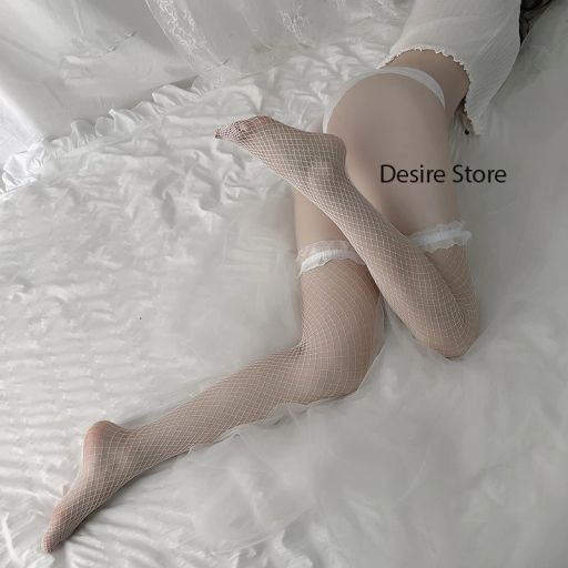 Tất lưới nữ ren dài trên gối phong cách gợi cảm sexy cosplay DESIRE T-002 Trắng - Available variant