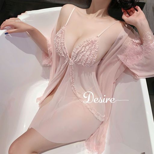 Desire Store, Set Váy Ngủ Voan Mỏng Phối Ren Nhún Bèo Sang Chảnh - Váy Ngủ Gợi Cảm Cao Cấp DESIRE B185 - 300.000 ₫