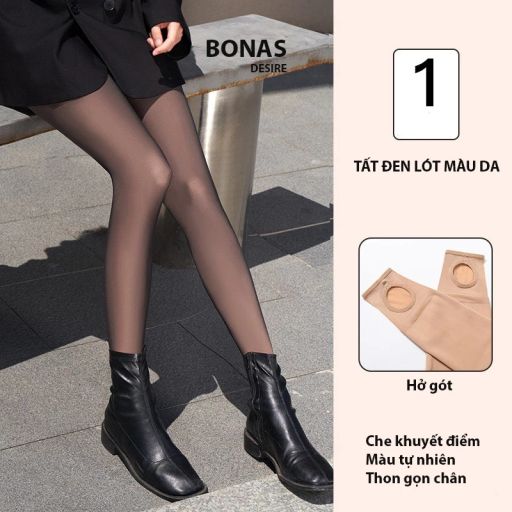 Quần tất BONAS CHÍNH HÃNG màu đen da 0D 15D 80D 200D siêu mỏng tự nhiên thon gọn chân chống tĩnh điện T-006 80GĐEN LÓT DA HỞ GÓT - Available variant